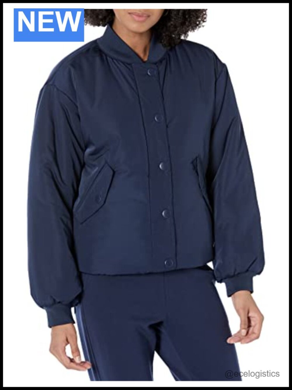 Recycled Polyester Padded Cropped Bomber Jacket Relaxed Fit